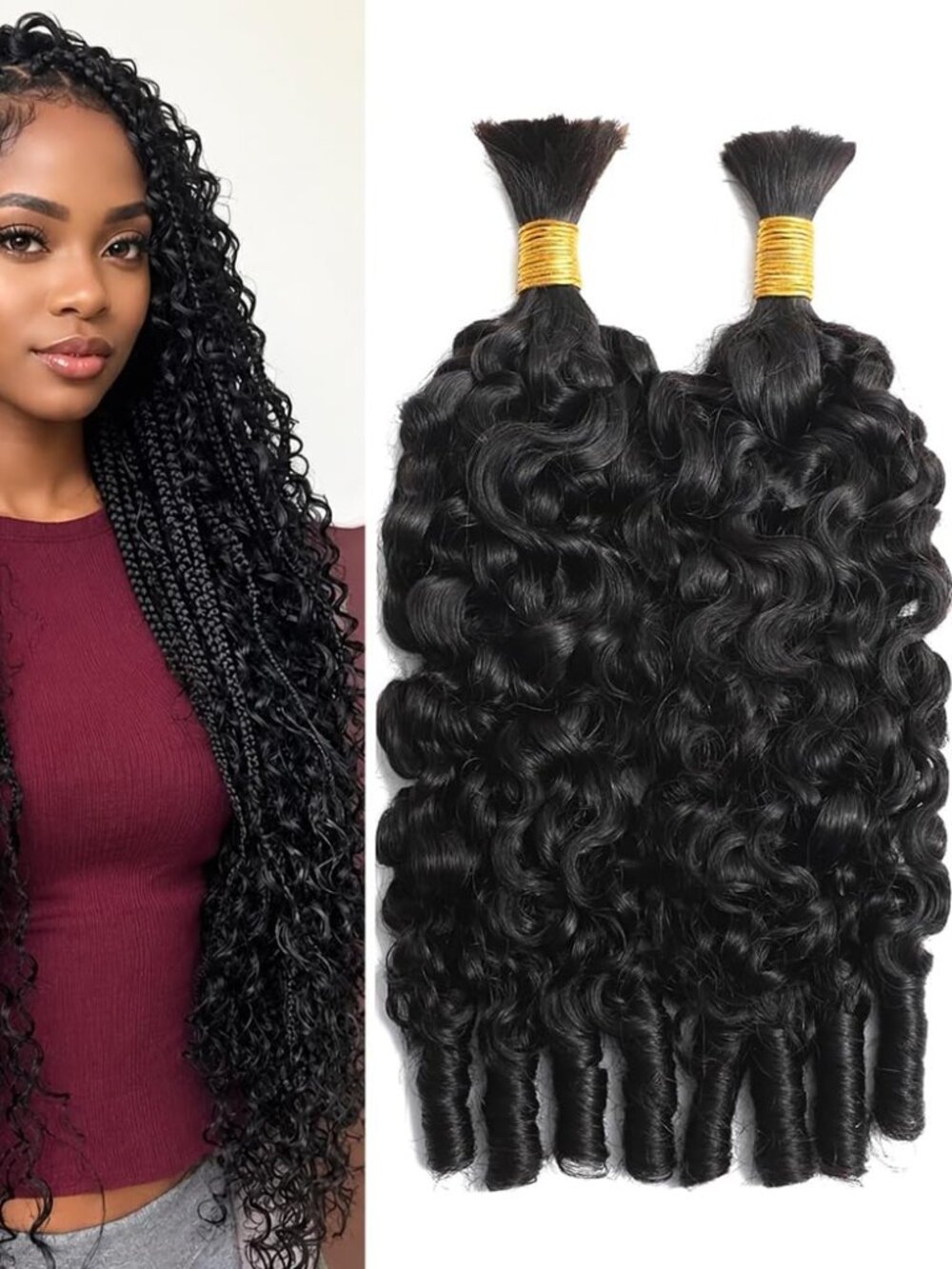 18" Burmese for Braiding Curly Human Hair 120g 3C4A Spiral Curls - 2 Bundles